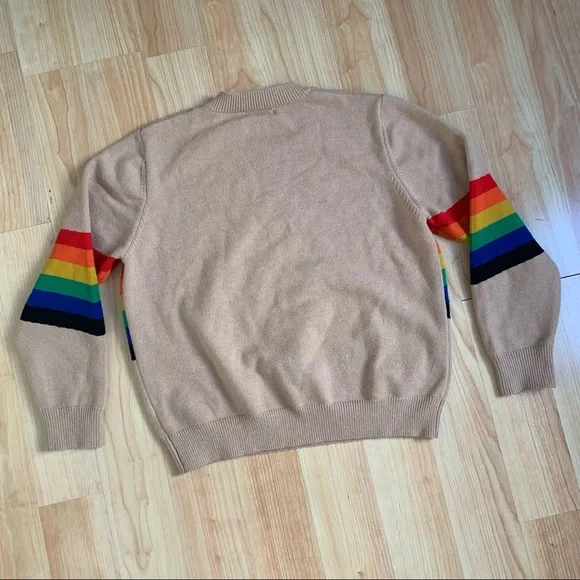 Young Fabulous & Broke S/M Small Medium Sweater Rainbow Crew Neck Pullover - Picture 2 of 7